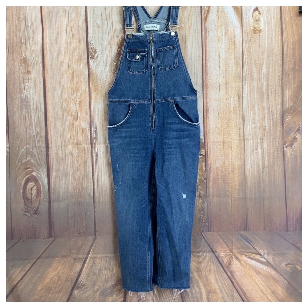 ☮️Reformation BENJI DISTRESSED Denim Overall in Celtic Size 6 - Picture 4 of 16